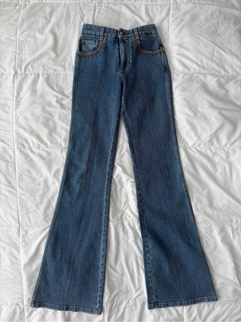 Chloé Flared Bell Bottom Blue Jeans FR 34 (25” Waist) Designer Luxury Boho Chic